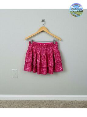 Women Sequin Mini Skort with Ruffle High Waist A-Line Sparkly Party Skirt